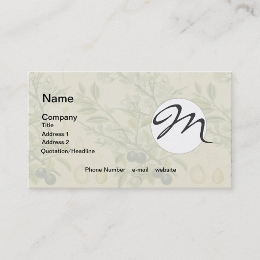 アンティークブラックソーンボタニカルプリントフラワーベリー 名刺 (正面)