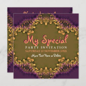 アンティークブラックベリーガーリーレースパーティの招待状 招待状 (正面/裏面)