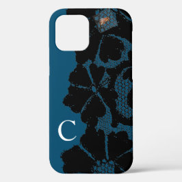 アンティークブラックレース柄DIYイニシャルCASE-MATE iPhone 12ケース
