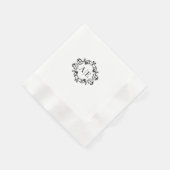 アンティークブラック&ホワイトクレストモノグラム結婚ズ 縁ありカクテルナプキン (角)
