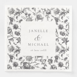 アンティークブラック&ホワイトフローラトイル結婚ズ