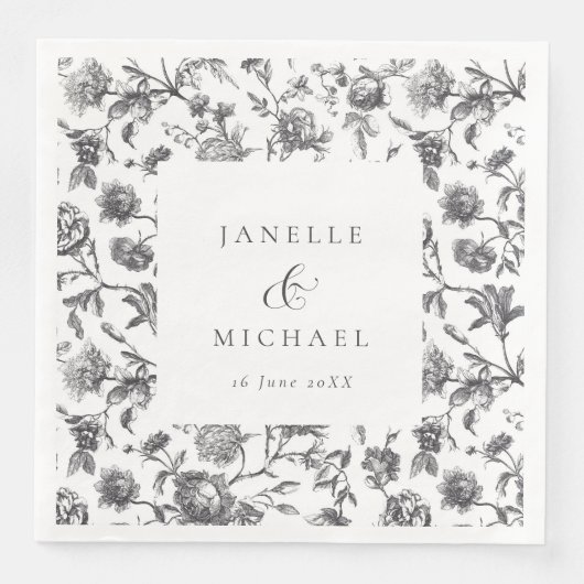 アンティークブラック&ホワイトフローラトイル結婚ズ (正面)