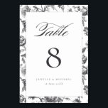 アンティークブラック&ホワイトフローラトイル結婚ズ テーブルナンバー<br><div class="desc">エレガントアンティーク白黒フローラトワパーソナライズされたーのテー結婚ブル番号。名前と日付で結婚パーソナライズ</div>