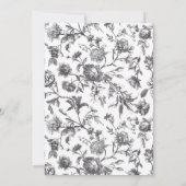 アンティークブラック&ホワイトフローラトイル結婚ズ 招待状 (裏面)