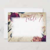 アンティークブルゴーニュ結婚ベージュバラのテーブル番号 ノートカード (正面)