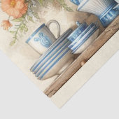 アンティークブルーとホワイトディッシュコーヒーポットオンシェルフ 薄葉紙 (詳細)