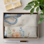 アンティークブルーとホワイトディッシュコーヒーポットオンシェルフ 薄葉紙 (ギフト)