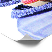 アンティークブルーの白鳥とカップケーキのチャリオット ポスター (角)