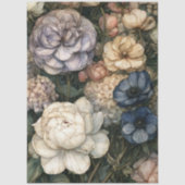 アンティークブルーの芍薬と紫陽花の花々 薄葉紙 (正面)