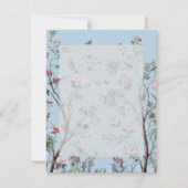 アンティークブルーの花柄 出欠カード (正面)