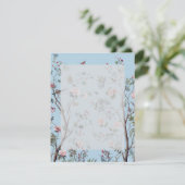アンティークブルーの花柄 出欠カード (スタンド正面)