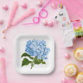 アンティークブルーアジサイの花 ペーパープレート (パーティー)