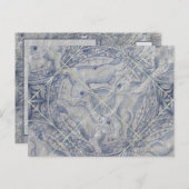 アンティークブルースリーハレスウサギタイル壁画 ポストカード (正面/裏面)