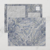 アンティークブルースリーハレスウサギタイル壁画 ポストカード (正面/裏面)