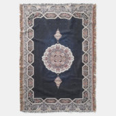 アンティークブルーターキッシュペルシャカーペットラグ スローブランケット (正面縦)