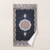 アンティークブルーターキッシュペルシャカーペットラグ バスタオルセット (ハンドタオル)