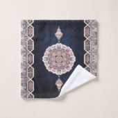 アンティークブルーターキッシュペルシャカーペットラグ バスタオルセット (ウォッシュタオル)