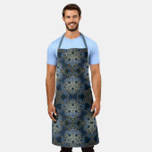 アンティークブルーデイジーフローラ エプロン (着用した状態)
