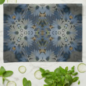 アンティークブルーデイジーフローラ キッチンタオル (折り畳み)