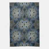 アンティークブルーデイジーフローラ キッチンタオル (縦)