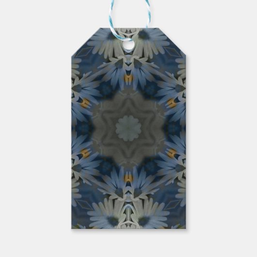 アンティークブルーデイジーフローラ ギフトタグ (正面)