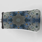 アンティークブルーデイジーフローラ ゴルフヘッドカバー (正面)