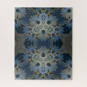 アンティークブルーデイジーフローラ ジグソーパズル (縦)