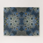アンティークブルーデイジーフローラ ジグソーパズル (横)