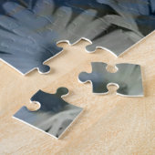 アンティークブルーデイジーフローラ ジグソーパズル (側面)