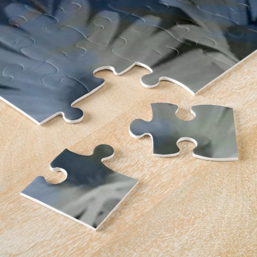 アンティークブルーデイジーフローラ ジグソーパズル (側面)