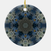 アンティークブルーデイジーフローラ セラミックオーナメント (裏面)