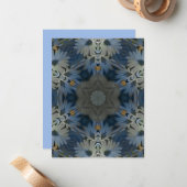 アンティークブルーデイジーフローラ ノートカード (正面/裏面インサイチュ)