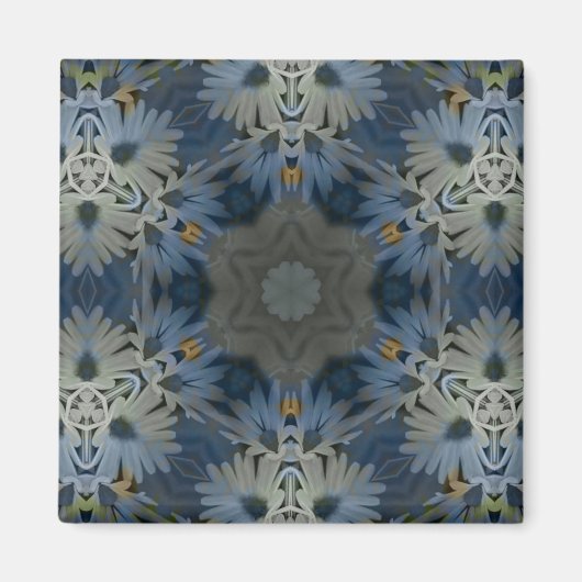 アンティークブルーデイジーフローラ マグネット (正面)