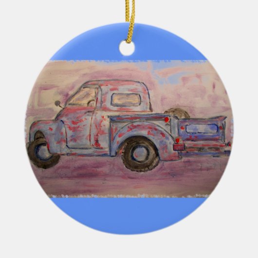 アンティークブルーパティナトラック セラミックオーナメント (正面)