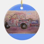 アンティークブルーパティナトラック セラミックオーナメント (裏面)