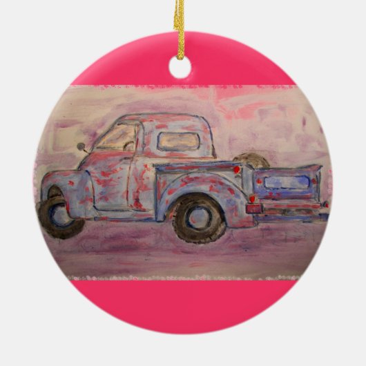 アンティークブルーパティナトラック セラミックオーナメント (裏面)