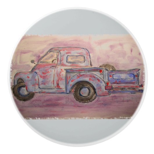 アンティークブルーパティナトラック セラミックノブ (正面)