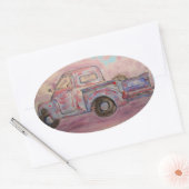 アンティークブルーパティナトラック 楕円形シール (封筒)