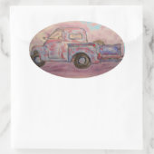 アンティークブルーパティナトラック 楕円形シール (バッグ)