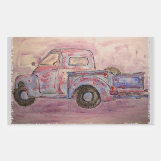 アンティークブルーパティナトラック 長方形シール (正面)