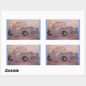 アンティークブルーパティナトラック 長方形シール (シート)