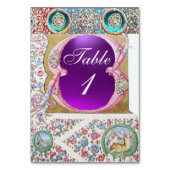 アンティークブルーピンクフローラ、紫色の宝石、真珠 テーブルナンバー
