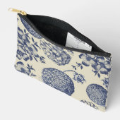 アンティークブルーフラワープリントフローラ アクセサリーポーチ (見開き)