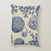 アンティークブルーフラワープリントフローラ アクセントクッション (裏面(縦))