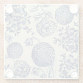 アンティークブルーフラワープリントフローラ ガラスコースター (裏面)