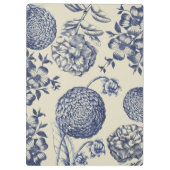 アンティークブルーフラワープリントフローラ クリップボード (裏面)