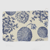 アンティークブルーフラワープリントフローラ ゴルフタオル (横)