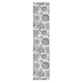 アンティークブルーフラワープリントフローラ ショートテーブルランナー (正面)