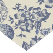 アンティークブルーフラワープリントフローラ ショートテーブルランナー (コーナー)