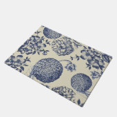 アンティークブルーフラワープリントフローラ ドアマット (アングル)